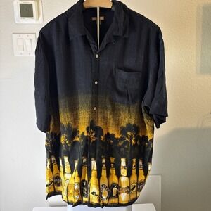 George Men's‎ Button-Up Short Sleeve Shirt Black Size XL